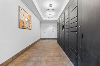 Hallway with package lockers